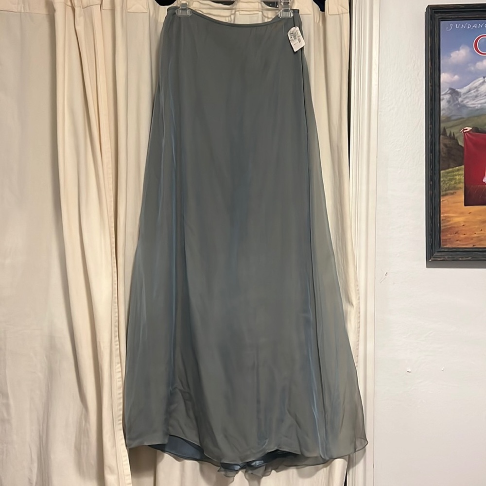 Carmen Marc Valvo maxi skirt with variegated sheer overlay